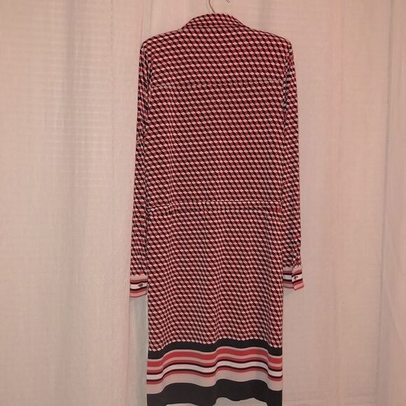 Tommy Hilfiger 10 Geometric & Stripes Jersey Long Sleeve Collared Shirt Dress - Picture 3 of 10